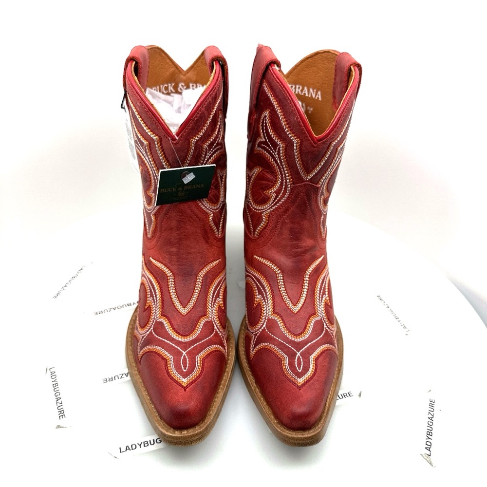 🔥NIB W / Tags Buck & Brana Regina Napa Red Western Boots Size 7.5